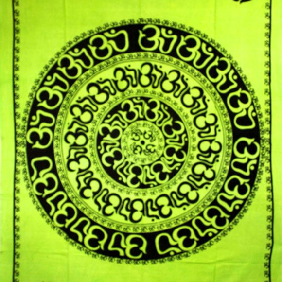 Om Shanti Mandala Wall Hanging Tapestry - Picture 1 of 4